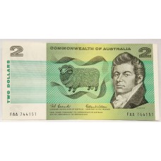 AUSTRALIA 1966 . TWO 2 DOLLARS BANKNOTE . COOMBS/WILSON . FIRST PREFIX FAA